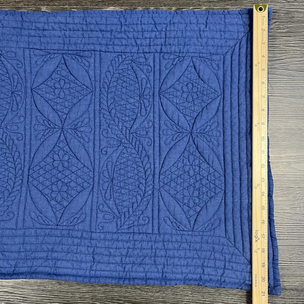 Pottery Barn Pick-Stitch Quilted Standard Pillow Shams Blue Set of 2 Farmhouse